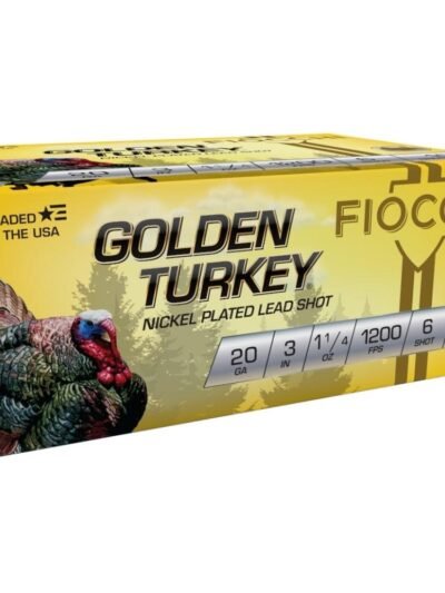 Fiocchi Golden Turkey Nickel plated Shotshells 20ga 3" 1-1/4oz 1200 fps #6 10/ct