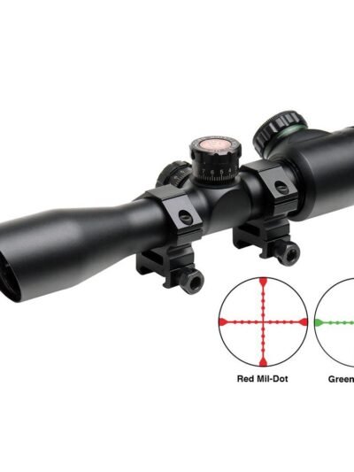 Truglo Tru-Brite Extreme Tactical Compact Rifle Scope with Rings - 4x32mm Dual Color Illum. Mil-Dot  4" Matte