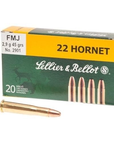Sellier & Bellot Rifle Ammunition .22 Hornet 45 gr FMJ 2345 fps 20/ct