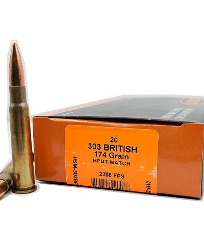 HSM AMMUNITION 303 BRITISH 174GR HPBT MATCH 20RD BOX 20 BOXES PER CASE