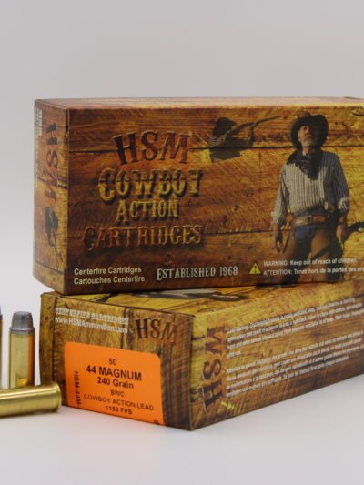 HSM AMMUNITION 44 MAG 240GR HL SWC 50RD BOX 10 BOXES PER CASE