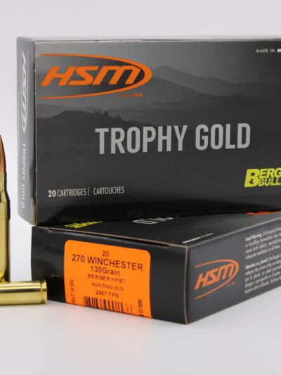 HSM AMMUNITION 270 WIN 130GR BERGER HNT 20RD BOX 20 BOXES PER CASE