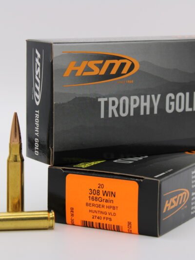 HSM AMMUNITION 308 WIN 168GR BERGER HNT VLD 20RD BOX 25 BOXES PER CASE