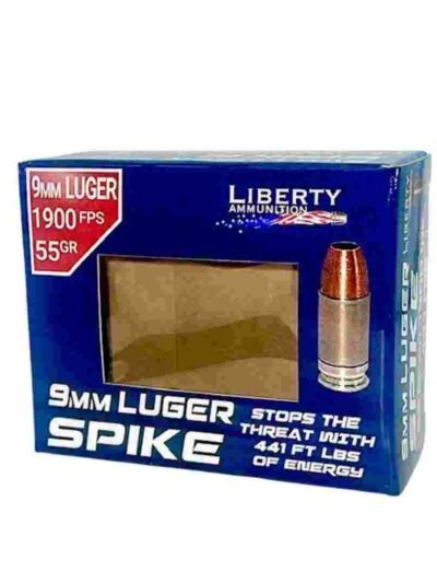 Liberty Spike Handgun Ammunition 9mm Luger 55gr HP 1900 fps 20/ct