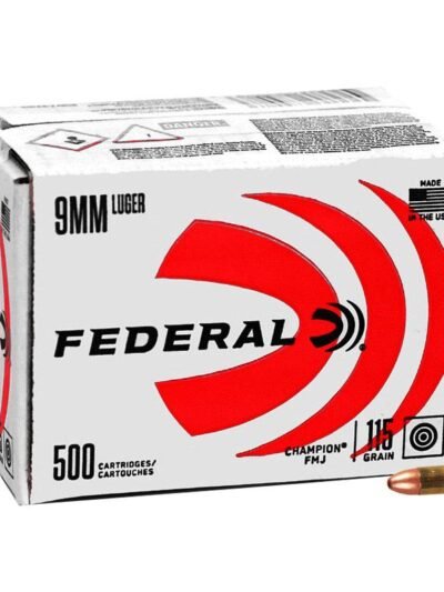 Federal Champion Training Handgun Ammunition 9mm Luger 115 gr FMJ 1125fps 500/ct (Bulk)