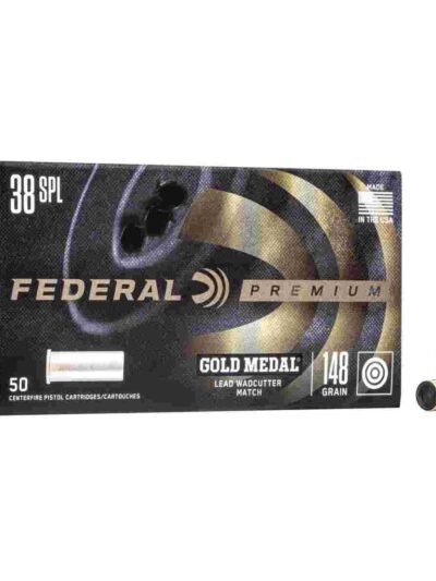 Federal Premium Gold Medal Handgun Ammunition .38 Spl 148 gr LWC 690 fps 50/box