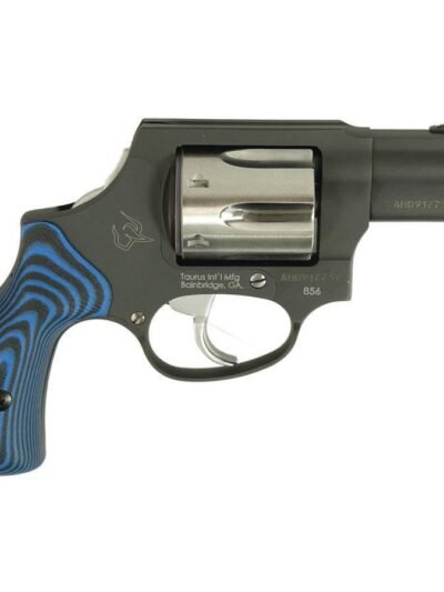 Taurus 856 Handgun .38 Spl 6rd Capacity 2" Barrel Matte Black Frame Stainless Cylinder VZ Blue Grip