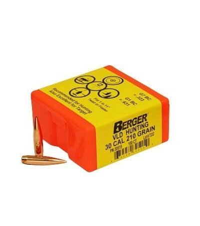 Berger Match Grade Hunting Bullets .30 cal .308" 210 gr VLD Hunter 100/ct