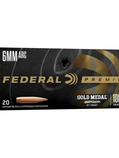 Federal Gold Medal Berger Rifle Ammunition 6mm ARC 108gr OTM 2950 fps 20/ct