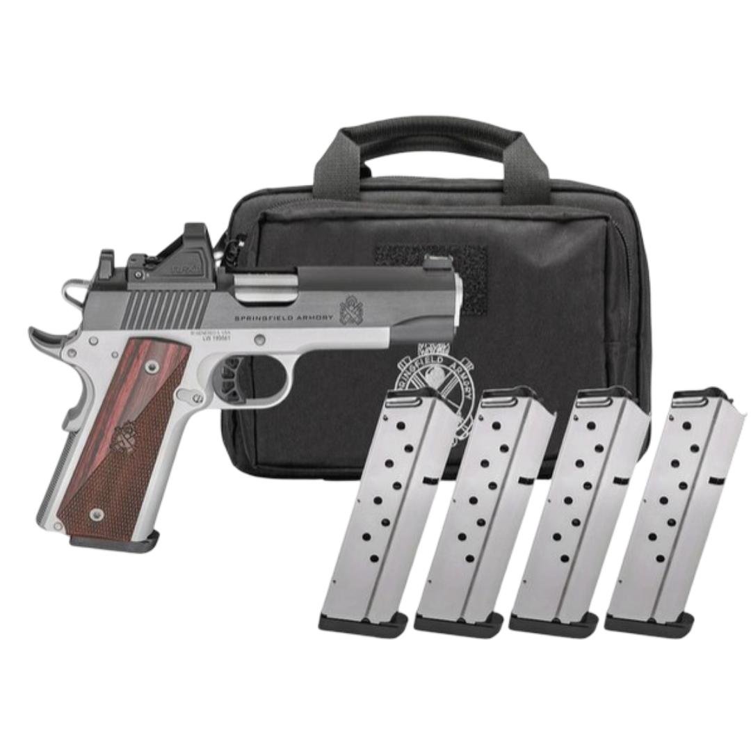 Springfield Gear Pac 1911 Ronin AOS Handgun 9mm Luger 9rd Magazines(4) 4.25" Barrel Green Dot & Bag