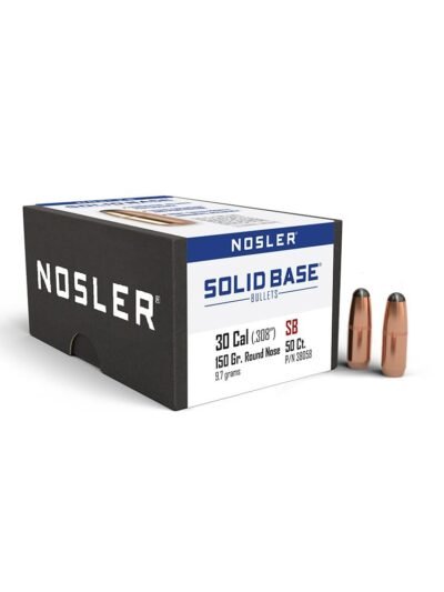 Nosler Solid Base Round Nose Rifle Bullets .30 Cal .308" 150 gr 50/ct
