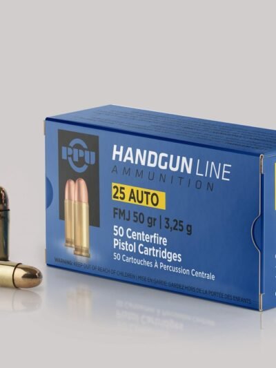 PPU Handgun Ammunition .25 ACP 50 gr FMJ 771 fps 50/ct
