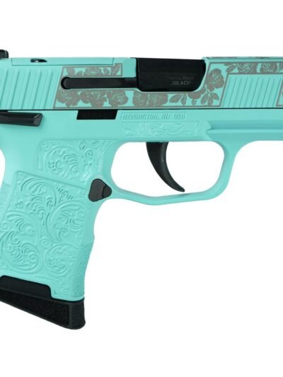 Sig Sauer Exclusive "Robin's Egg Blue and Roses" P365-380 Handgun 380 Auto 10rd Magazine 3.1" Barrel Black Manual Safety