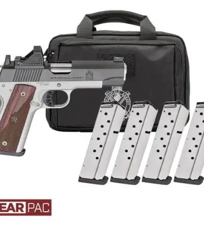SPRINGFIELD ARMORY RONIN 1911 4.25" BL/STS 45ACP PSTL AOS U NOTCH F.O VIRIDIAN RFX11,BAG, 4 MAGS