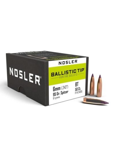 Nosler Ballistic Tip Hunting Rifle Bullets 6mm .243" 95 gr SBT-BTIP 50/ct