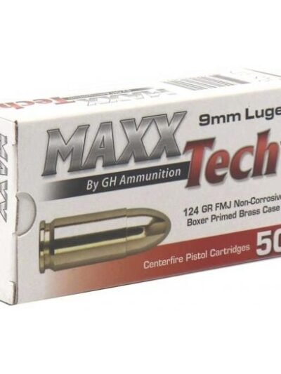 MAXX TECH 9MM 124 GRAIN FMJ 50RD BX 10 BXS PER CASE