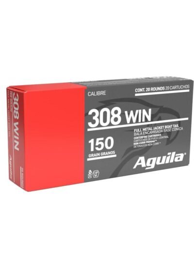 Aguila Rifle Ammunition .308 Win 150 gr FMJBT 2760 fps 20/ct