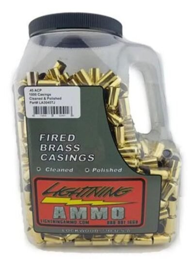 Lightning Ammo Reman. Cleaned & Polished Brass .45 ACP 500/ct Jug (Mixed Primer Size)
