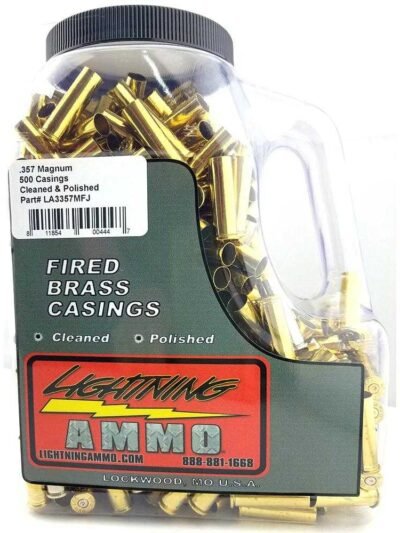 Lightning Ammo Reconditioned Cleaned and Polished Handgun Brass .357 Mag 500/ct Jug