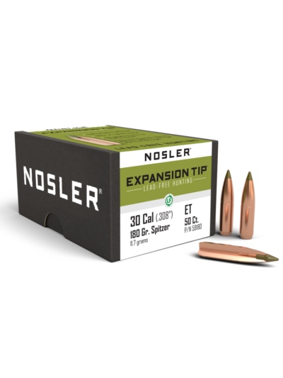 Nosler E-Tip Lead-Free Hunting Rifle Bullets .30 cal .308 180 gr SPTZ E-TIP 50/ct