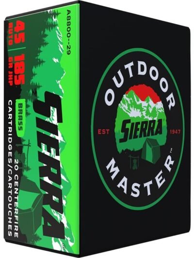 Sierra Outdoor Master Handgun Ammuntiion .45 ACP 185 gr JHP 20/ct