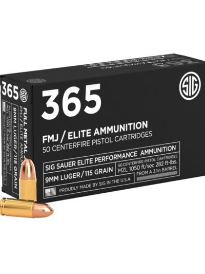 Sig Elite Performance 365 Handgun Ammunition 9mm Luger 115gr FMJ 1050 fps 50/ct