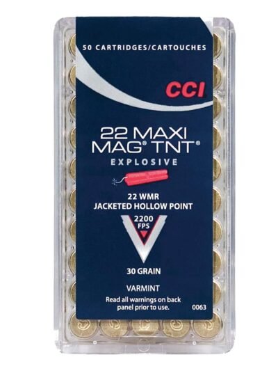 CCI Maxi-Mag TNT Rimfire Ammunition .22 WMR 30 gr HP 2200 fps 2000/ct (40-50/ct Boxes)