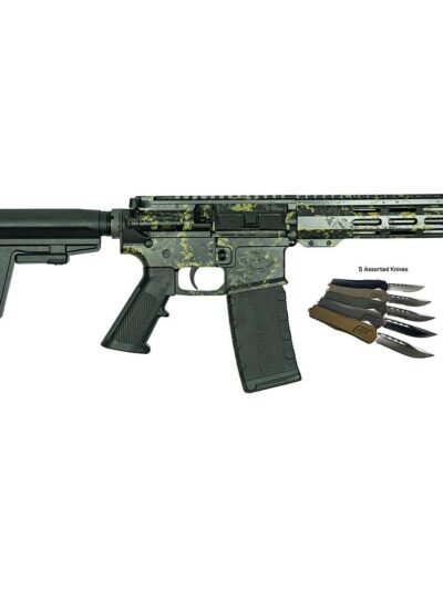 Great Lakes AR-15 Handgun .223 Wylde 30rd Magazine 7" Barrel Lichen Black with 5 OTF 3-1/2" Blade Knives
