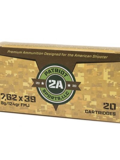Patriot Sports Rifle Ammunition 7.62x39 124gr FMJ 2526 fps 20/ct