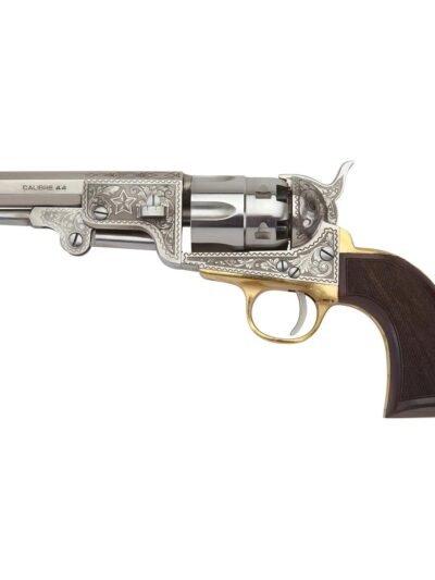 Pietta 1851 Navy Dlx U.S. Marshal Handgun .44 Cal 4.78 Barrel Checkered Wood Grip